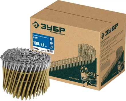 ЗУБР CNW 100 х 3.1 мм, барабанные гвозди рифленые, 2400 шт (305382-100) купить в Перми