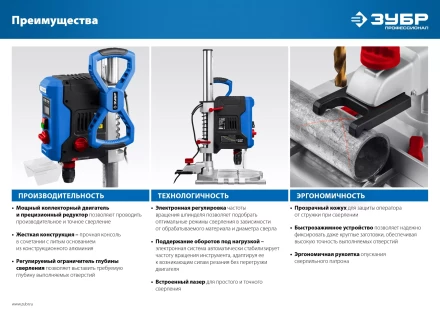 Станок вертикально-сверлильный ЗУБР Профессионал 800 Вт, 13 мм БЗП ВСС-П800 купить в Перми