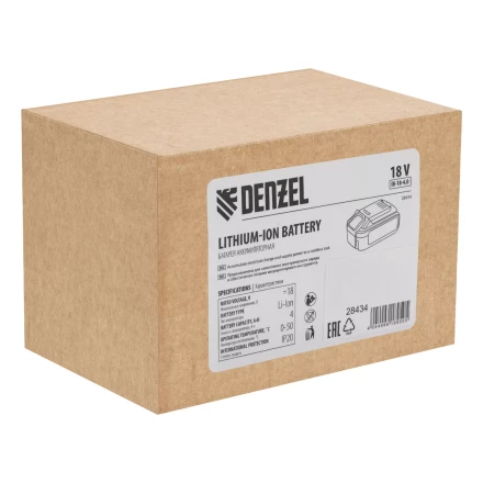 Батарея аккумуляторная Denzel IB-18-4.0, Li-Ion, 18 В, 4.0 А/ч 28434 купить в Перми
