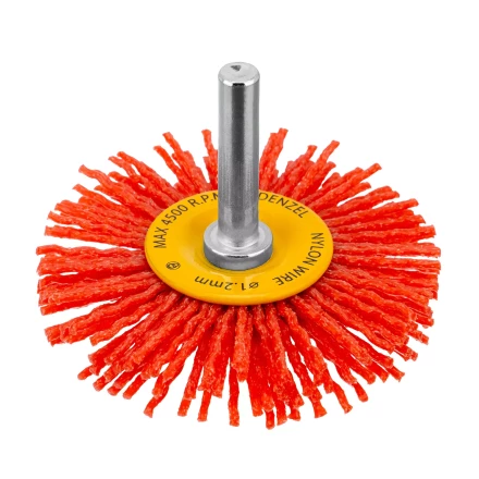 Щетка для дрели Denzel, 65 мм, Плоская, со шпилькой, нейлоновая щетина, 74433 купить в Перми
