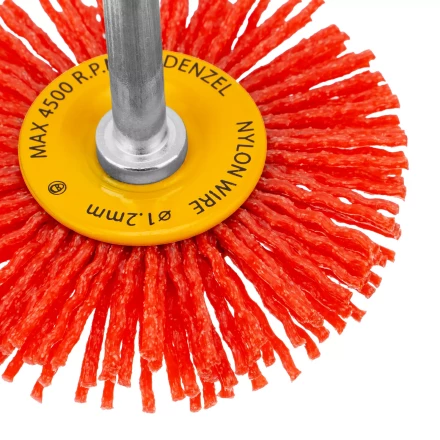 Щетка для дрели Denzel, 65 мм, Плоская, со шпилькой, нейлоновая щетина, 74433 купить в Перми