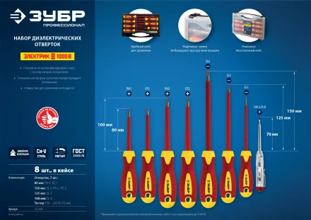 Наборы отверток диэлектрических ПРОФИ ЭЛЕКТРИК серия ПРОФЕССИОНАЛ купить в Перми