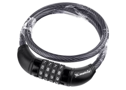 Замок тросовый универсальный с кодовым механизмом 10х950 мм MATRIX 91818 купить в Перми