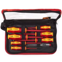 Набор диэлектрических отверток КВТ VDE НИО-08-S из стали S2, профиль SL, PH, 8 шт. (87130)