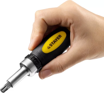 Отвертка реверсивная в наборе с битами, STAYER 2557-H38, Cr-V сталь, 38 предметов 2557-H38 купить в Перми