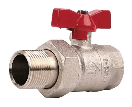 Кран ЗУБР шаровой 3/4&quot; полнопроходной с накидной гайкой &quot;мама-папа&quot;, бабочка, никелированная латунь 51357-N-3/4 купить в Перми