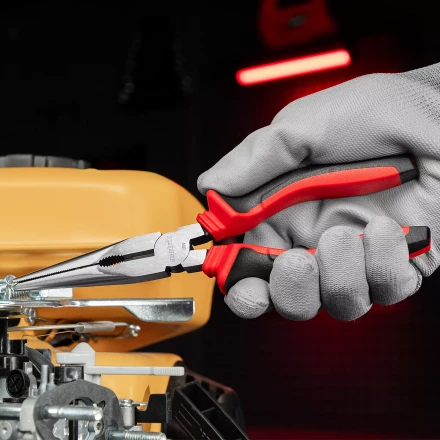 Длинногубцы прямые Matrix, 200 мм, хром-ванадий, двухкомпонентные рукоятки, 17311 купить в Перми