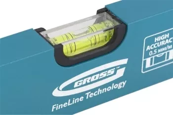 Уровень алюминиевый усиленный 800 мм толщина профессиональный 2 мм 3 глазка  GROSS 33628 купить в Перми