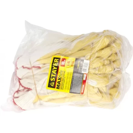 Перчатки STAYER &quot;МASTER&quot; MaxSafe трикотажные, обливная ладонь из латекса, х/б, 13 класс, L-XL, 10 пар 11408-H10 купить в Перми