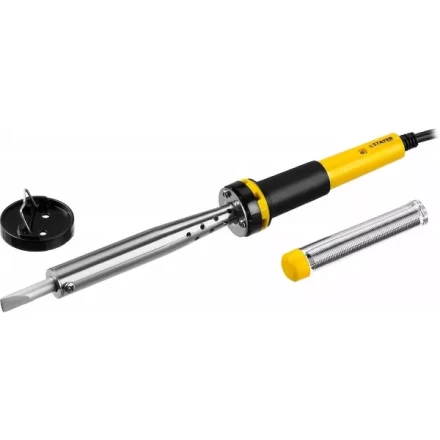 Паяльник STAYER &quot;PROFI&quot; с двухкомпонентной рукояткой и долговечным жалом, в комплекте (припой и подставка), 80 Вт, клин 55300-80 купить в Перми