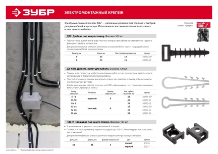 Дюбель-хомуты для плоского кабеля ДХ-П нейлоновые серия МАСТЕР купить в Перми