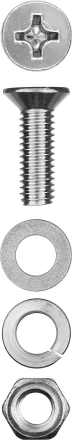 Винт (DIN965) в комплекте с гайкой (DIN934), шайбой (DIN125), шайбой пруж. (DIN127), M5 x 20 мм, 16 шт, ЗУБР 303456-05-020 купить в Перми