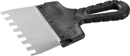 Шпатель ЗУБР &quot;МАСТЕР&quot; ФАСАДНЫЙ, нержавеющее полотно, 100мм, зуб 4х4мм 10078-10-04 купить в Перми