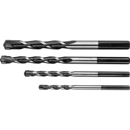 Набор ЗУБР Свёрла &quot;СУПЕР-6&quot; по бетону ударные, с шестигранным хвостовиком, 5-6-8-10 мм, 4шт 2916-H4 купить в Перми