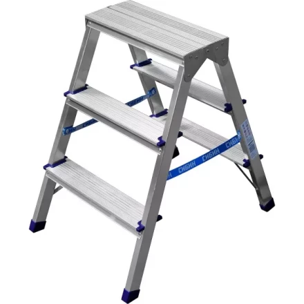 Лестница-стремянка двухсторонняя алюминиевая, СИБИН 38825-03, 3 ступени 38825-03 купить в Перми