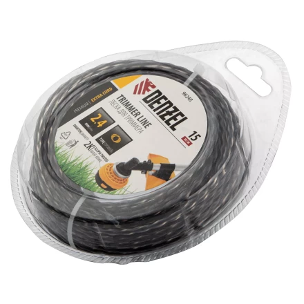 Леска для триммера двухкомпонентная эллипс 2,4мм х 15м, блистер EXTRA CORD, Denzel 96248 купить в Перми