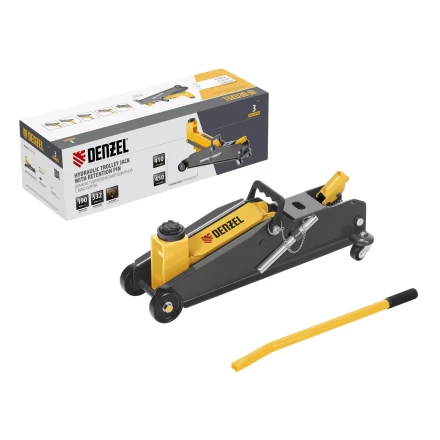 Домкрат гидравлический подкатной с фиксатором Denzel 51261, 3 т, 190-532 мм, SUV купить в Перми