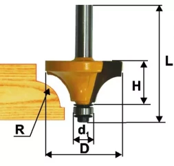 Фреза кром. калевочная ф28,6х15,5мм R8мм хв. 8мм Энкор 46248