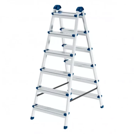 Стремянка двухсторонняя 6 ступеней сталь профиль стальные ступени Сибртех 97986 купить в Перми