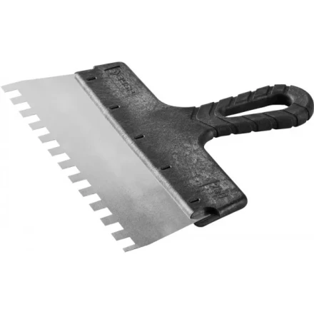 Шпатель ЗУБР &quot;МАСТЕР&quot; ФАСАДНЫЙ, нержавеющее полотно, 250мм, зуб 10х10мм 10078-25-10 купить в Перми