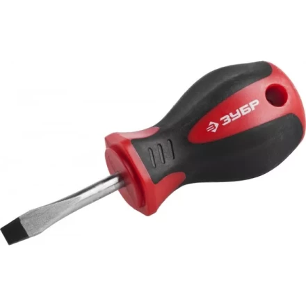 Отвертка ЗУБР &quot;МАСТЕР&quot;, &quot;STUBBY&quot; ( бочка ), Cr-v, эргономичная двухкомпонентная рукоятка, SL4,7x38мм 25061-38-4.7_z02 купить в Перми