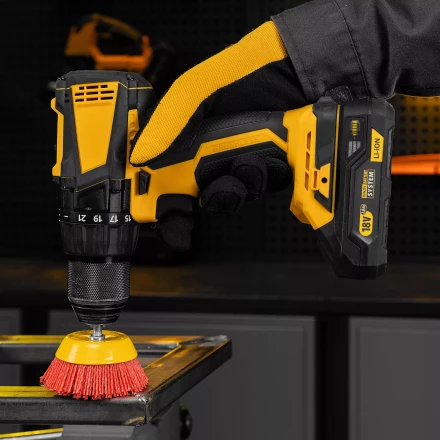 Щетка для дрели, 75 мм, Чашка, со шпилькой, нейлоновая щетина Denzel 74436 купить в Перми