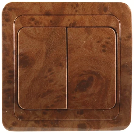 Выключатель СВЕТОЗАР &quot;ГАММА&quot; двухклавишный, цвет орех, 10A/~250B SV-54134-N купить в Перми