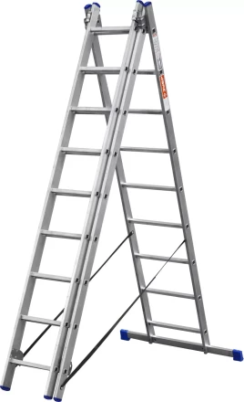 Лестница ЗУБР универсальная, трехсекционная со стабилизатором, 9 ступеней 38831-09 купить в Перми
