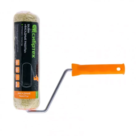 Валик &quot;Фасадные работы&quot; 250 мм ворс 18мм D 48 мм D ручки 8 мм полиакрил полиэстер Сибртех 80175 купить в Перми