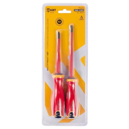 Набор диэлектрических отверток КВТ SLIM VDE НИО-2202 сталь S2, профиль SL, PH, 2 шт. (88929) купить в Перми