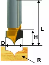 Фреза пазовая фасонная Ф10Х8 мм R48 мм хвостовик 8 мм 46133