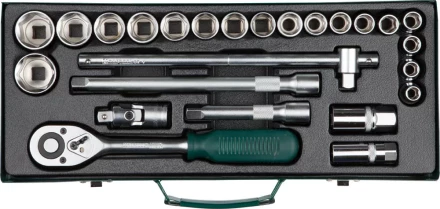 Набор торцовых головок KRAFTOOL &quot;INDUSTRIE QUALITAT&quot; (1/2&quot;) универсальный, Cr-V, металлический кейс, 25 предметов 27892-H25_z01 купить в Перми