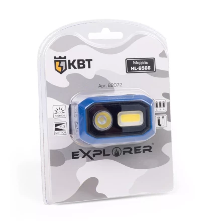 Фонарик налобный светодиодный КВТ HL-6566 с сенсором движения (82072) купить в Перми